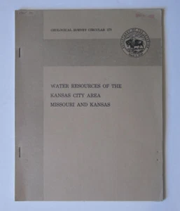 Water Resources Kansas City Area in Missouri and Kansas 1953 Geological Survey - Foto 1 di 1