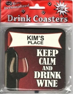 Set of 6 Kim's Place Cardboard Drink Coasters Keep Calm and Drink Wine Holden - Picture 1 of 2