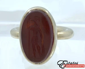 Carnelian Intaglio, 18K Yellow Gold Ring - Picture 1 of 7