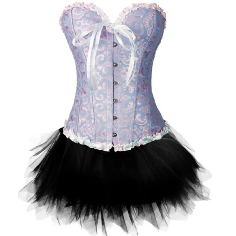 Women Gothic Burlesque Overbust Corset Bustier TuTu Skirt Fancy Dresses Costume - Image 1 of 4