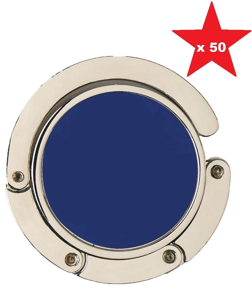 50 x Borsa Pieghevole Borsetta Gancio Borsa Appendiabiti Tavolo Blu Bomboniera Matrimonio - Immagine 1 di 1