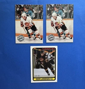 Igor Larionov 3xLOT 1990-91 OPeeChee 359 RC Rookie & 1991-92 ProSet Platinum 126 - Picture 1 of 7
