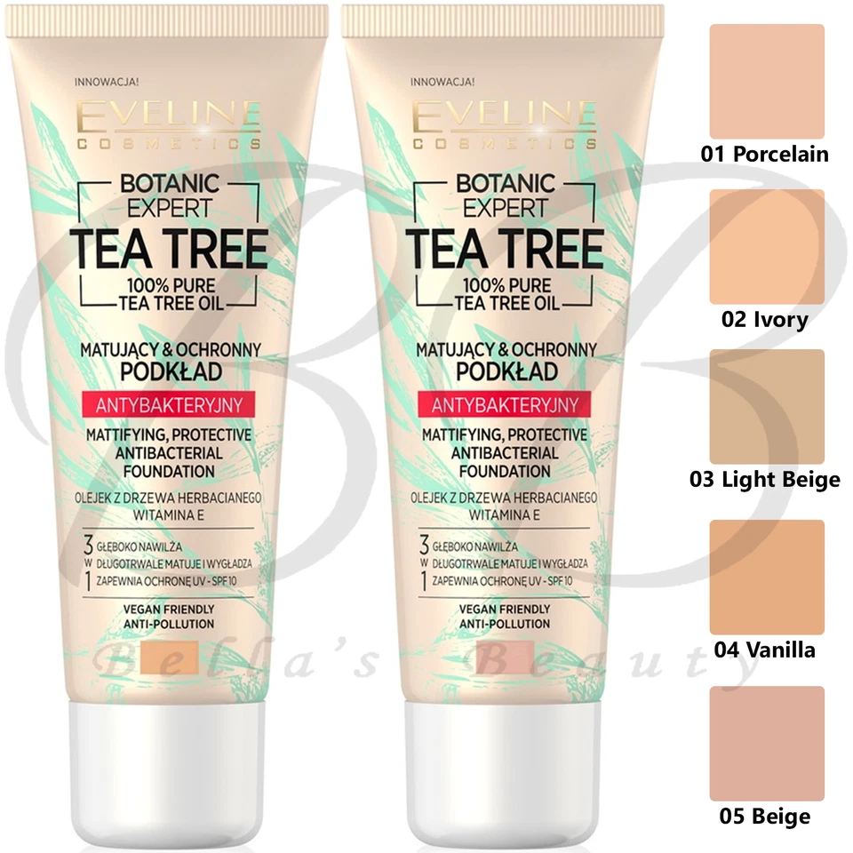 EVELINE Botanic Expert Tea Tree Antibacterial Foundation 30ml *CHOOSE SHADE* - Image 1 of 1