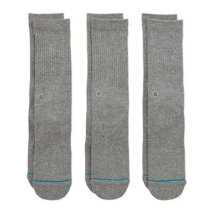 Stance mens Icon Solid Color Cotton Crew Socks, Grey Heather - 3-PACK - Picture 1 of 1