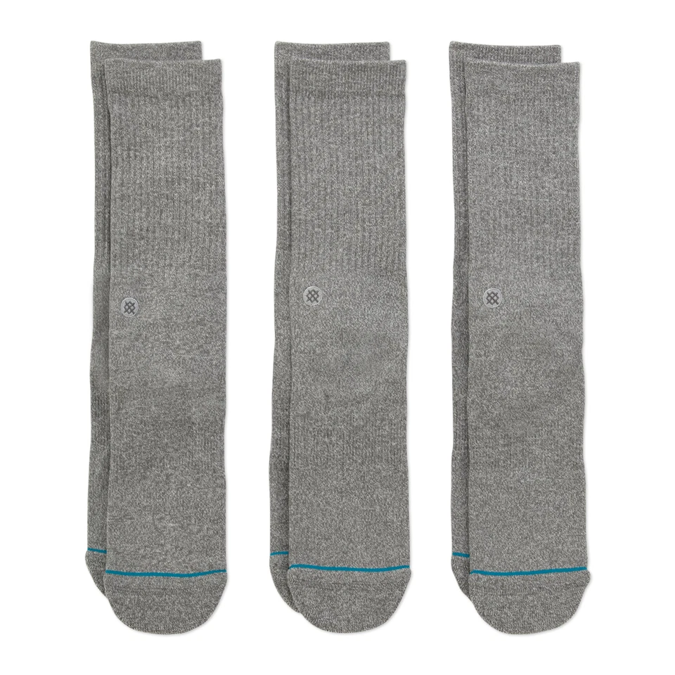 Stance Icon Heather Grey Crew Socks 3-Pack (M556D18ICP) Size L (M 9-13)