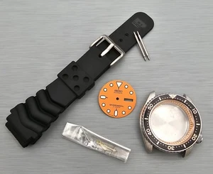 NUEVO AF SEIKO 7S26 0020 SKX007 NARANJA NEGRO KIT CAJA BISEL CRISTAL CORONA ESFERA MANECILLAS - Imagen 1 de 7