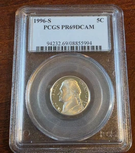 1996-S Jefferson Nickel PCGS PR69DCAM 5C Proof Deep Cameo Coin #94232.69 - Picture 1 of 7