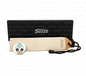 KNIFE CUT THROAT RAZOR SHARPENING LEATHER POCKET STROP CHROMIUM OXIDE BALM PASTE - Picture 1 of 5