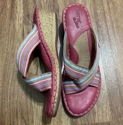 Женские сандалии Born размер 8 дрели эспадрильи розовые клетчатый принт на танкетке - Изображение 1 из 4