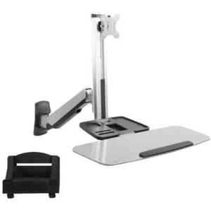 Vivo Single Keyboard Monitor Sit to Stand Wall Mount Workstation Silver - Picture 1 of 20