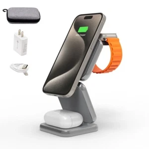 Gift Choice 3 in 1 Magnetic Fordable Wireless Charger Apple Watch iPhone AirPod - Picture 1 of 7