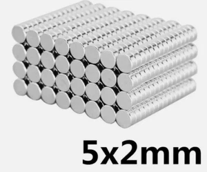 100pcs x N52 Strong Magnets 5mm x2mm Neodymium Disc craft magnet - FREE POSTAGE - Picture 1 of 2