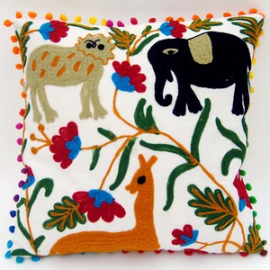 16x16" Uzbekistan Pillowcase Suzani Cushion Cover Hand Embroidered Home Decor C5 - Picture 1 of 5