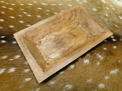 * Bandeja zanjadora de madera tallada madera primitiva rústica decoración del hogar 9-11" Foto 1 de 3