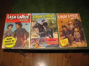 Lash LaRue Western 32, 34, 38 Fawcett Lot of 3 Golden Age Comic Books 1952-53 VG