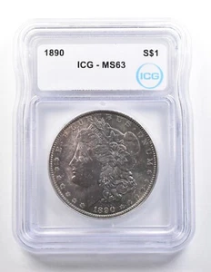 1890 Morgan Silver Dollar MS63 ICG Beautiful Tone *3696 - Picture 1 of 3