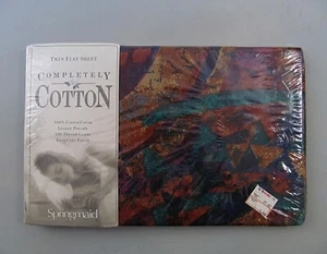 Vtg Springmaid Twin Flat Sheet Wizardry Funky Geometric Percale 80s 90s New NOS - Picture 1 of 3