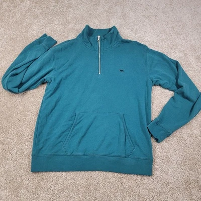 Pulôver Victoria's Secret rosa quarto de zíper moletom azul-petróleo estampa animal costas - Imagem 1 de 4