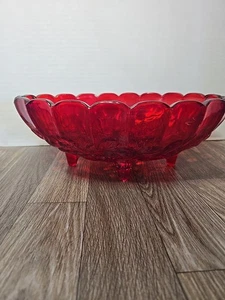 Vintage Indiana Glass Ruby Red Grape Oval Bowl #7419 - Picture 1 of 9