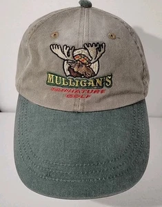 Mulligans Minigolf Souvenir Werbung Kappe Mütze Riemen hinten Elch Logo abgenutzt  - Bild 1 von 9