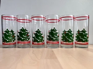 Vintage WAECHTERSBACH Christmas Tree (6)  6" Tall Highball Glasses 12 oz Holiday - Picture 1 of 6