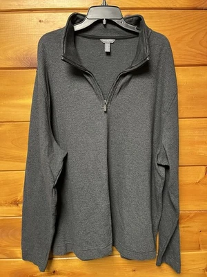 Van Heusen 1/4 Zip Sweater Men's Size XXL Dark Gray/ Black Flex Stretch - Image 1 of 4