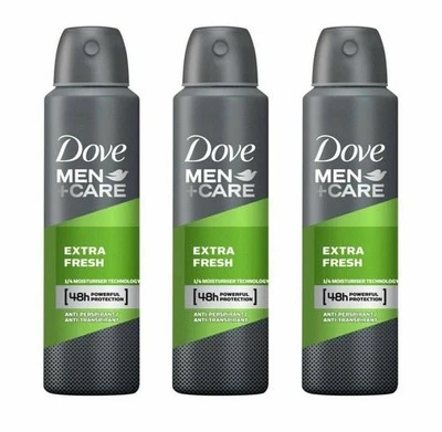 3 Pack, Dove + Men Care Extra Fresh Antiperspirant Deodorant Spray, 150ml - Image 1 of 3