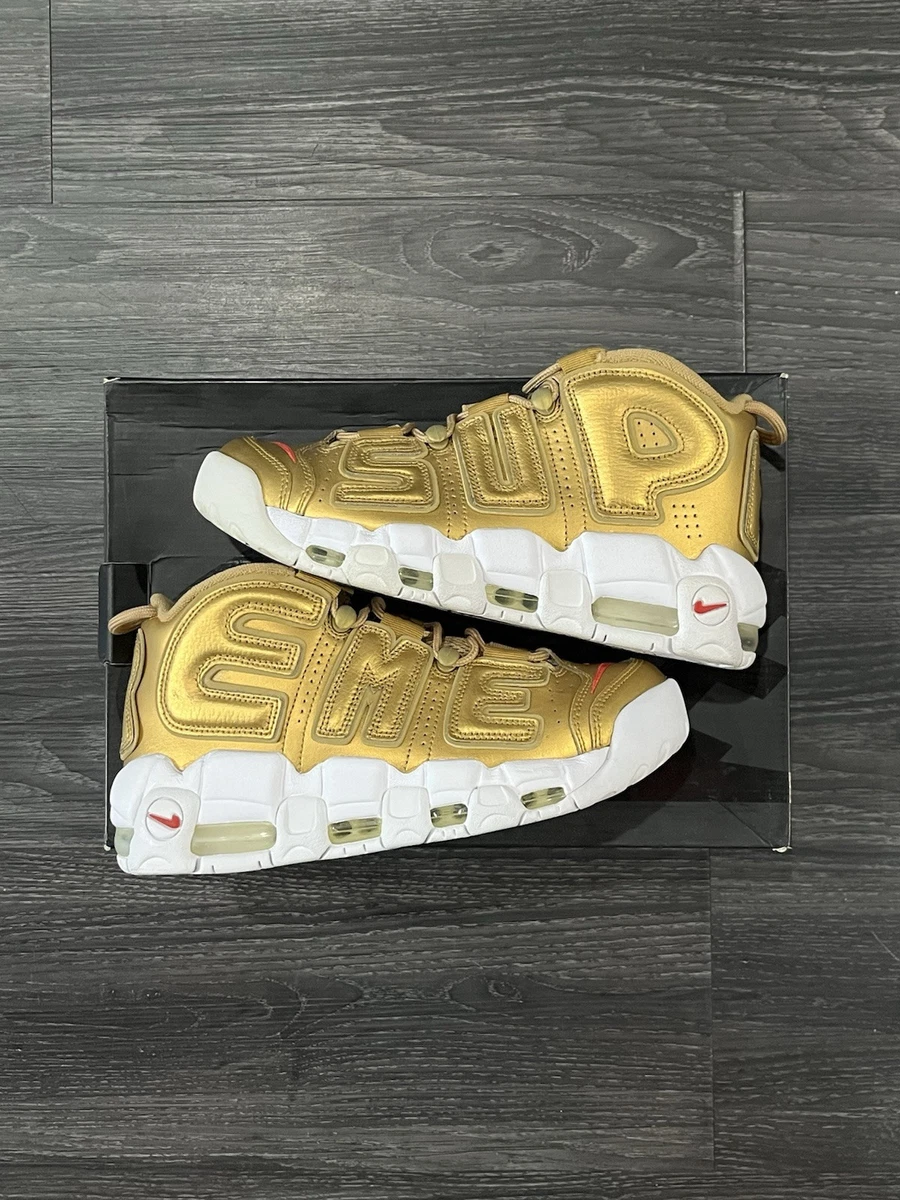Nike Supreme x Air More Uptempo Metallic Gold for Sale
