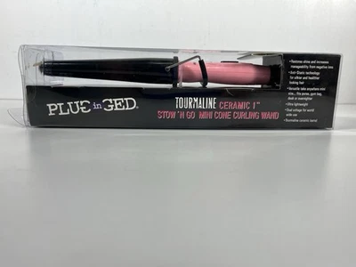 Plugged In Travel Stow 'N Go' Mini Curling Iron Wand Pink Model 680124 New - Image 1 of 4