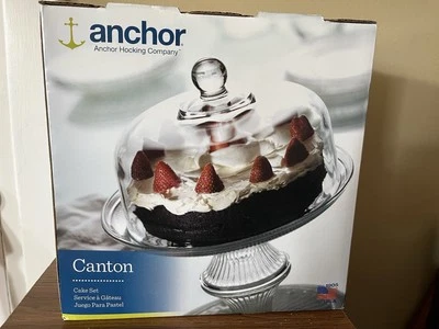 Anchor Hocking 2 piezas. Juego de pastel con patas y ponche/ensaladera invertido Foto 1 de 4
