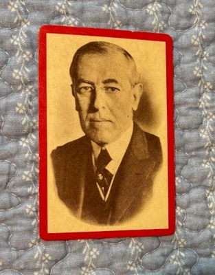 Tarjeta trasera en blanco vintage President Woodrow Willson borde rojo 2 1/4"x3 1/2" Foto 1 de 2