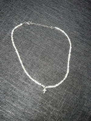 Silpada Freshwater Pearl Bead Sterling Silver Cross Pendant Necklace 16” N2178 - Image 1 of 4