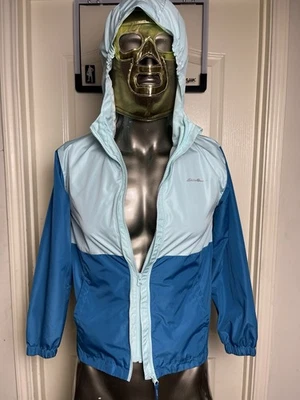 Chaqueta Eddie Bauer Niños Jóvenes Grande 14/16 Azul Abrigo de Lluvia Cremallera Completa Con Capucha Foto 1 de 4