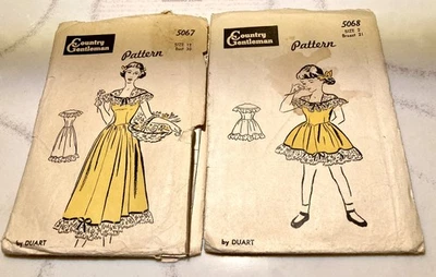 Vtg 1940s Mother Daughter Matching Dresses Country Gentleman Pattern 5067, 5068 - Image 1 of 4