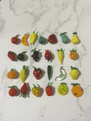 Винтажные выдувные вручную муранские стеклянные фрукты и овощи ~ 25 штук - Изображение 1 из 4