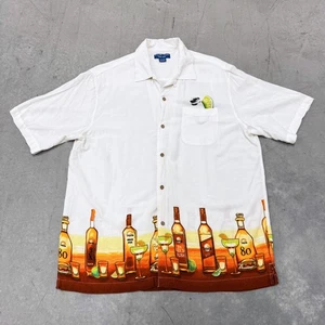 Puritan Tequila Shots Shirt Large Coconut Button Margarita Sunset Beach Bartend - Picture 1 of 7