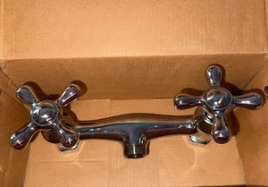 Kingston Adjustable Center Wall Mount Kitchen Faucet, - Picture 1 of 7