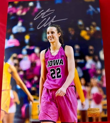 CAITLIN CLARK AUTOGRAPHED Photo 8x10 PINK IOWA w/COA (GOLDEN) + SHIPS FREE! - Image 1 of 4