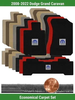 Набор ковриков Velourtex на заказ для '08-22 Dodge Grand Caravan с логотипом (3 штуки) #K86 - Изображение 1 из 4