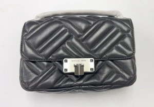 MK Michael Kors Peyton Medium Shoulder Crossbody Handbag Bag Black 35S9TP6F2T - Picture 1 of 6