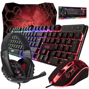 Keyboard Mouse & Headset Combo Pack with LED RGB Backlight PC Gaming Bundle - Picture 1 of 15