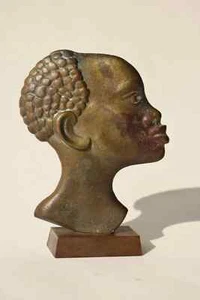 2x Vintage 50er Midcentury Bronze Afrikanische Frau Kopf Skulpturen Hagenauer Stil - Bild 1 von 6