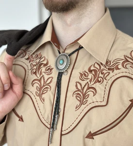Totem Turquoise Mens Bolo Tie Bridegroom Wedding Necklace Western Cowboy Necktie - Picture 1 of 5