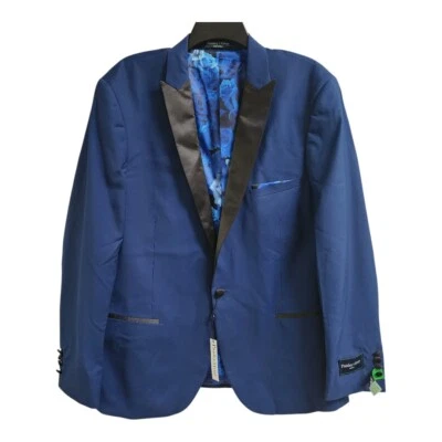 Abrigo deportivo calce ajustado interior estampado floral azul marino cachemir y gris para hombre talla 46R Foto 1 de 4