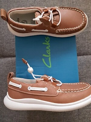 NWB Clarks Boat Shoes Toddler 11.5 Tan Leather - Image 1 of 4