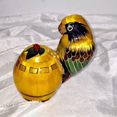 Artisan Handmade Parrot Bird Trinket Jewelry Box Unique Rustic Island Interior  - Image 1 of 4