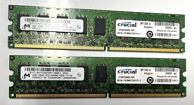 (2) Crucial 2GB  2Rx8 pc2-6400E-666-13-g0 - Image 1 of 2