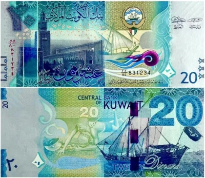 Kuwait 20 Dinars 2014 P 34 UNC NEW Banknote - Image 1 of 2