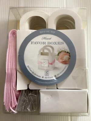 CAJAS DE FAVORES G CUADRADAS 50 Boda NOVIA Fiesta de Cumpleaños CINTA ROSA MANGOS Marfil Foto 1 de 2