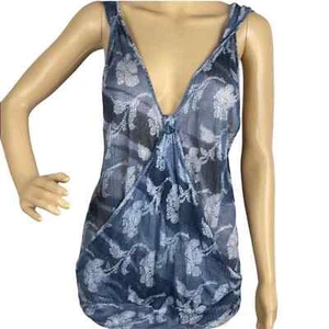 Free people blue floral super soft semi sheer tank - Picture 1 of 12